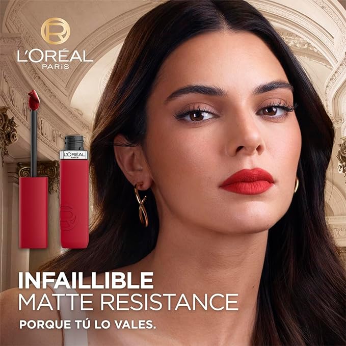 A L'Oréal Paris, Infallible Le Matte Resistance, Labial Líquido Mate Larga Duración 16hr, Color Intenso con Ácido Hialurónico, Tono French Kiss 245, 5ml.