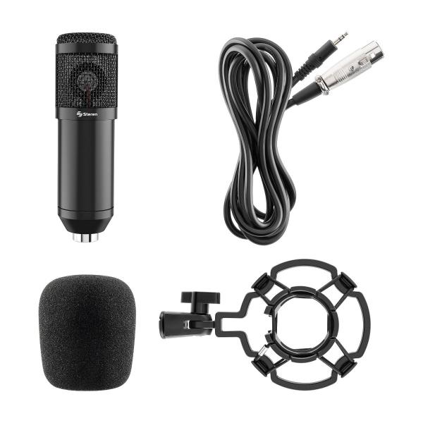 Micrófono Steren MIC-650 condensador unidireccional negro