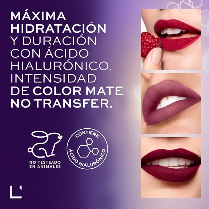 A L'BEL - Infini Absolu Labial Líquido No Transfer con Ácido Hialurónico - Carmine.