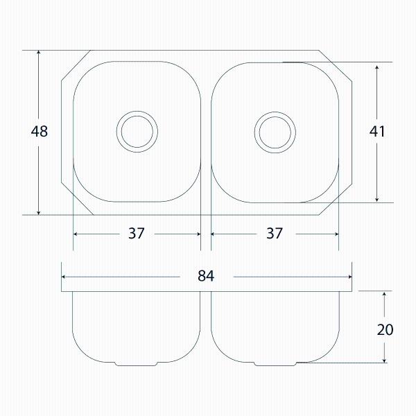 Fregadero Cocina Submontar 2 Tinas 84x48x20 Eb Cs110