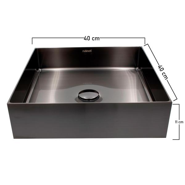  Ovalin Lavabo Cuadrado Acero Inoxidable 304 Negro Super Lujo