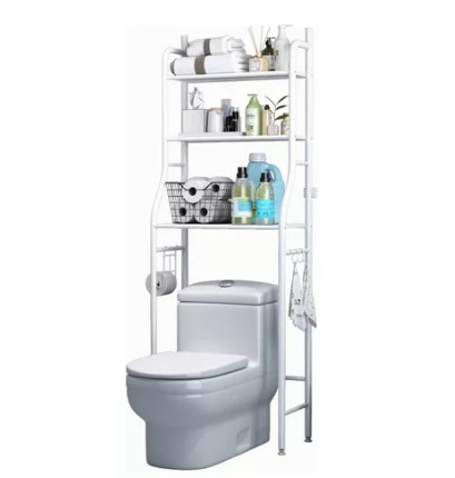 Estantes De Baño De Acero Lacado De Tres Niveles 160cm T