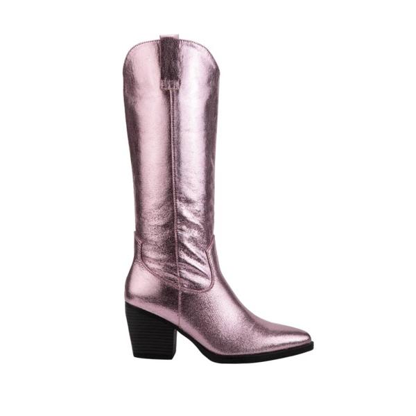 Botas vaqueras rosa metalico marca Tierra Bendita con tubo bordado 1086752