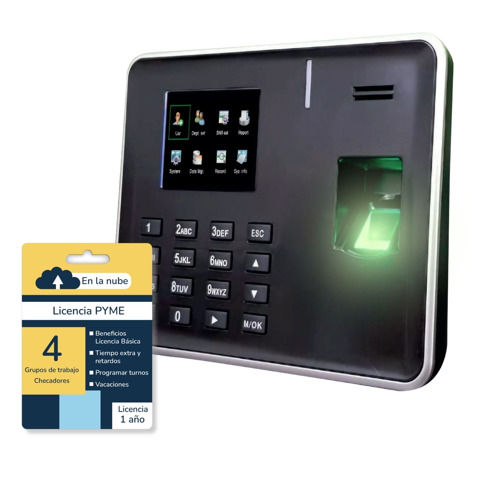 BioNet Reloj checador biométrico serie A más licencia PYME, 25 empleados por huella digital, asistencia de tiempos, máquina para fichar, marcar tarjeta, control de asistencia