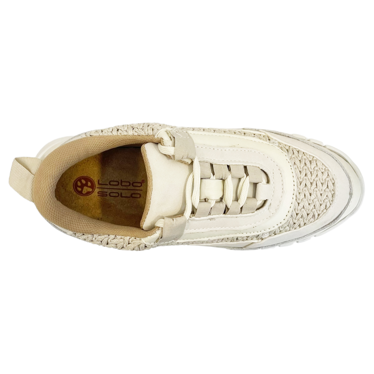 Tenis Casual Lobo Solo Marfil Para Mujer Tejido 