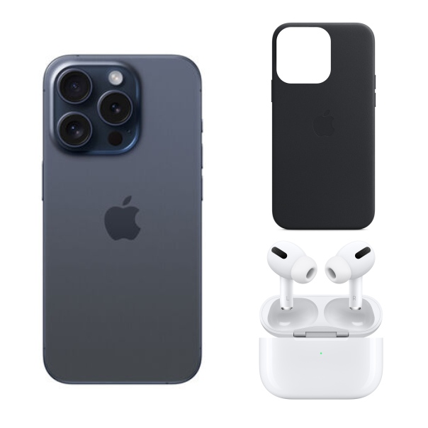 Apple IPhone 15 Pro Azul Titanium E SIM 128 GB Reacondicionado + Funda + Audífonos  Airpods 4 de regalo con calidad premium
