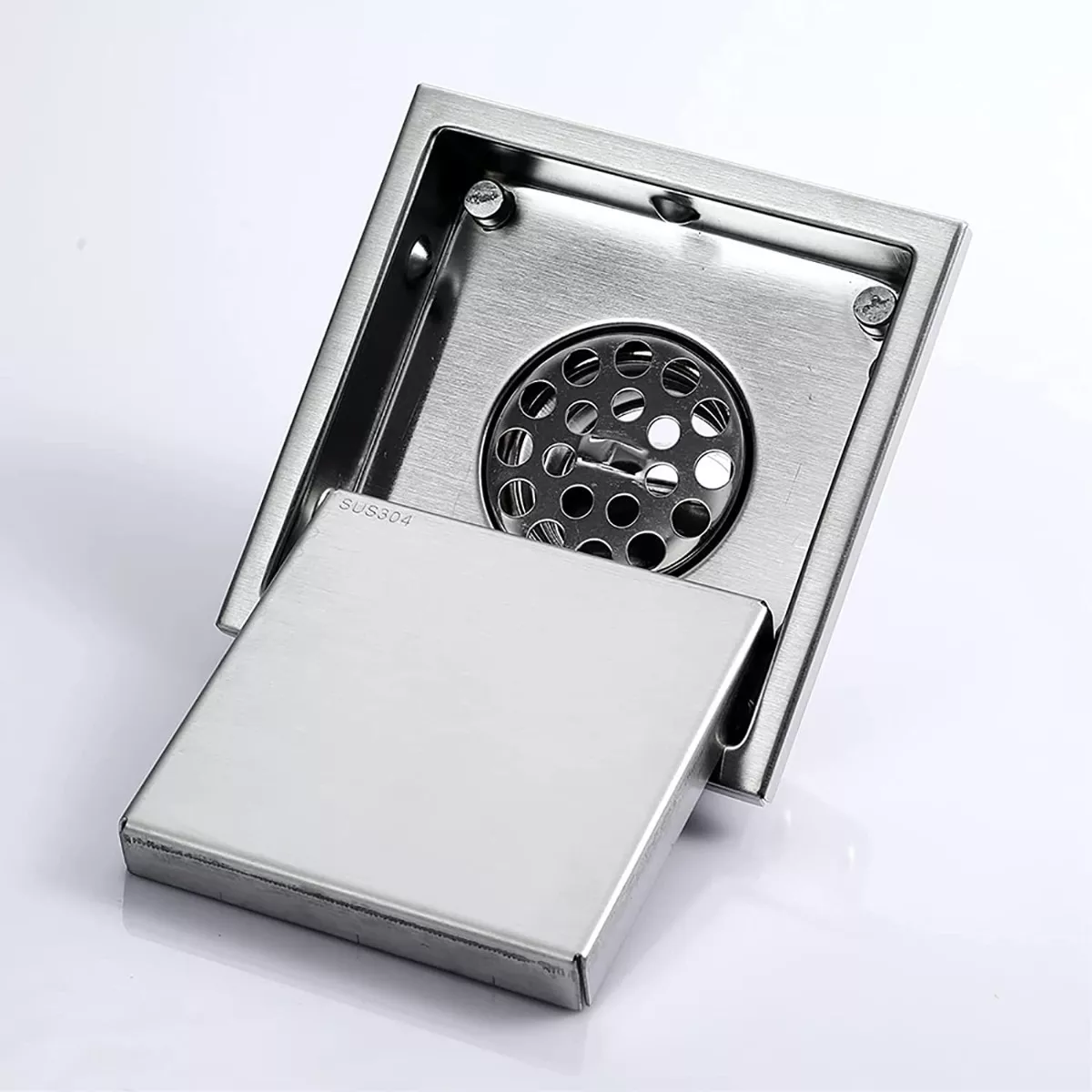 Coladera Cuadrada Invisible De Acero Inoxi Desagüe Baño 11 cm