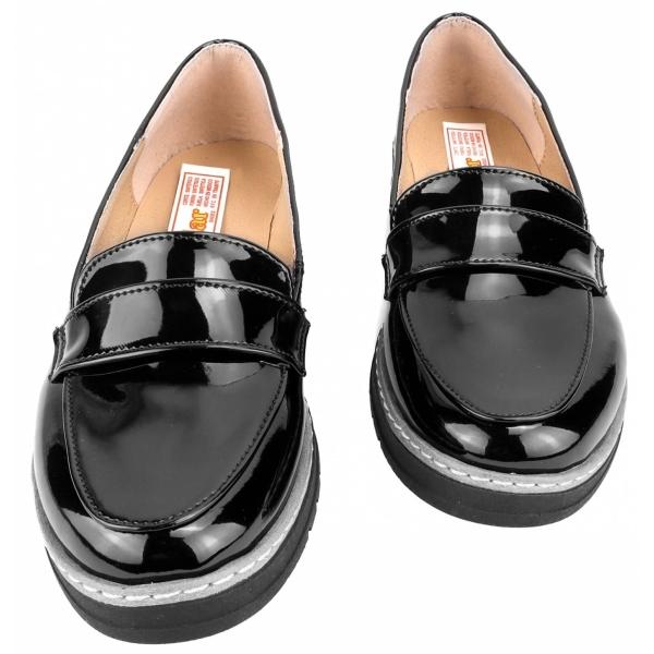Zapato Niña Escolar Charol Negro Casual Moda Cómodos 2122-CN.