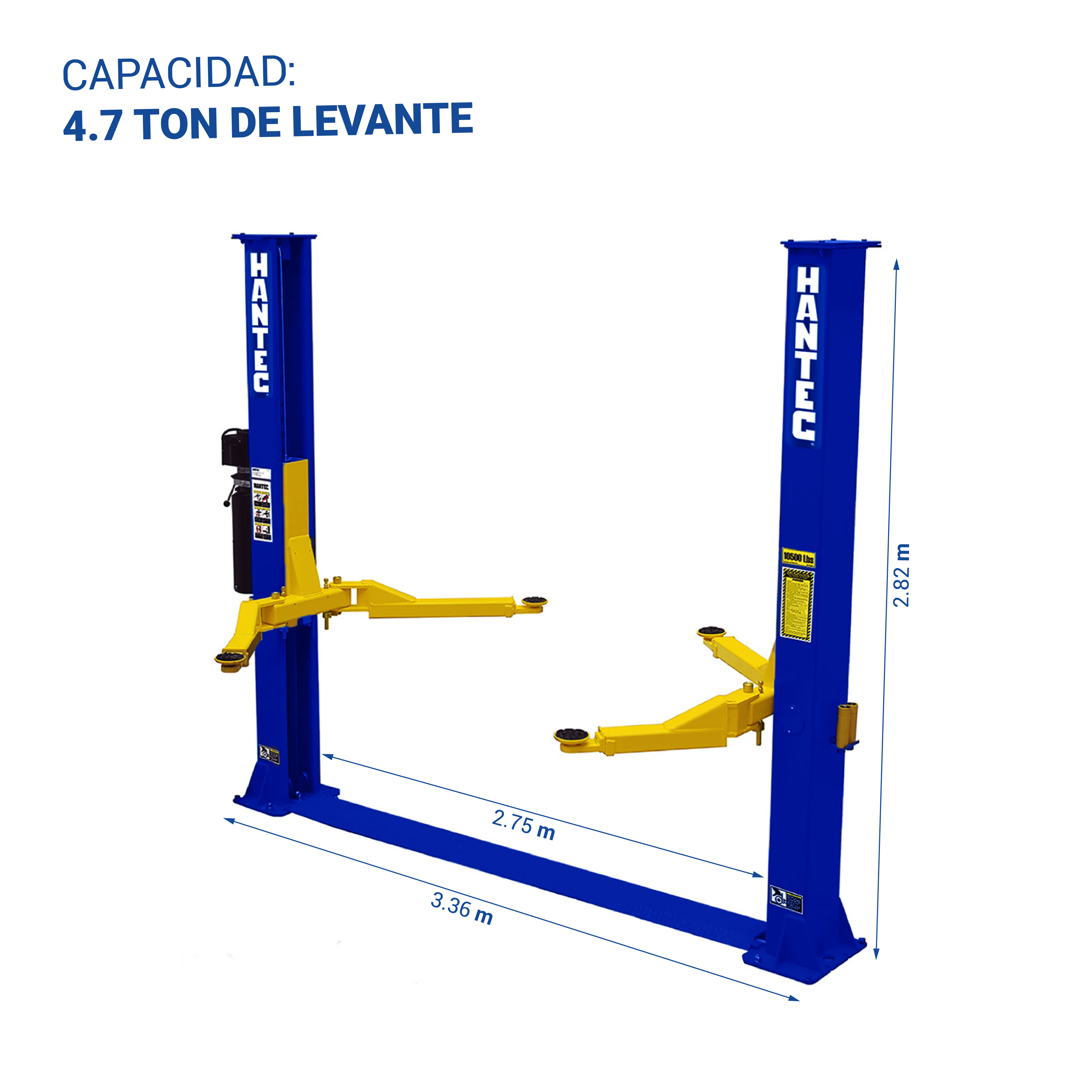 Rampa Automotriz 2 Postes Altura Libre Hidráulica 4.7 Toneladas 110V