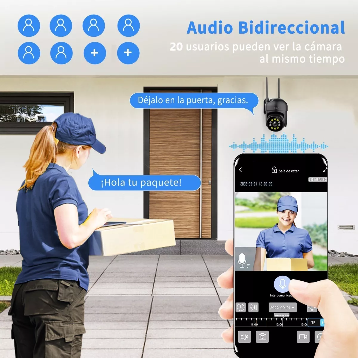 Cámara De Seguridad Exterior Wifi 5g 1080p Con Led Negro