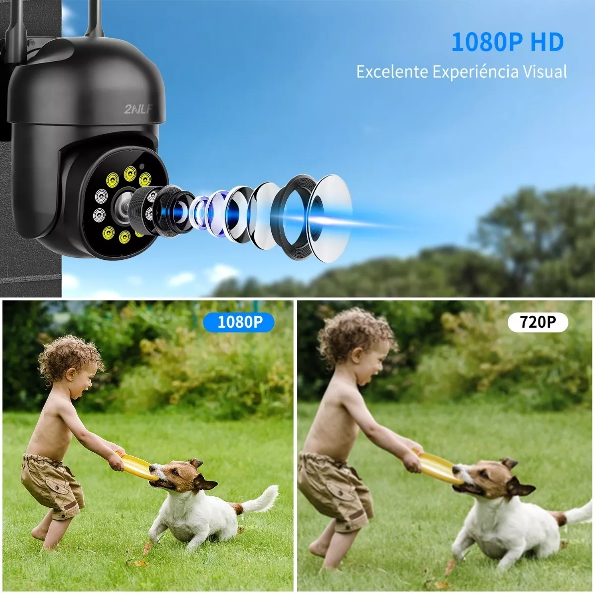 Cámara De Seguridad Exterior Wifi 5g 1080p Con Led Negro