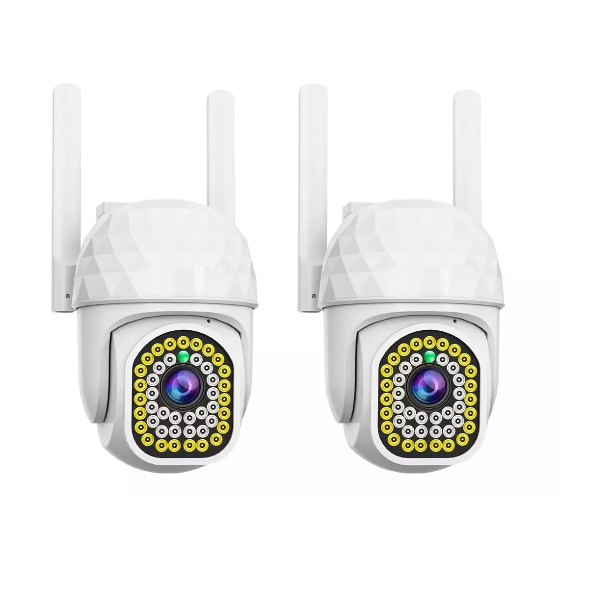 2pcs Cámara De Seguridad Hd Wifi De Visión Nocturna Alarma Blanco