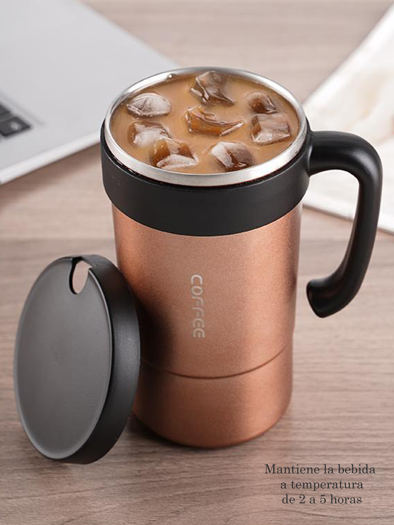 Taza termo Acero Inoxidable oficina hogar 550ml CY53 Negro.