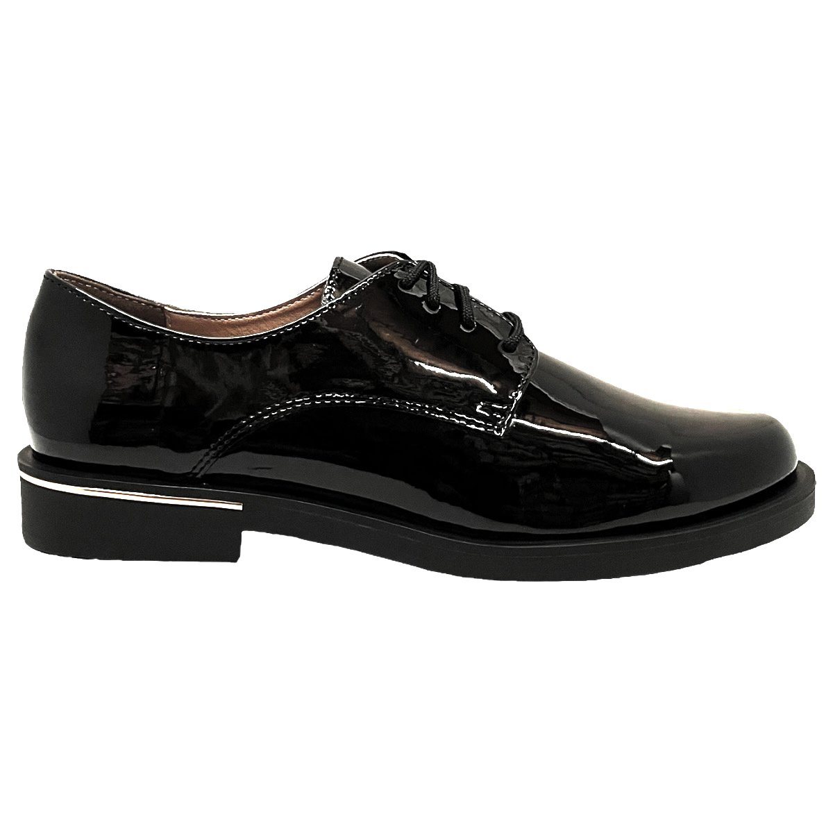 Zapato Derby De Mujer Salamandra 28002 Charol Negro Confort