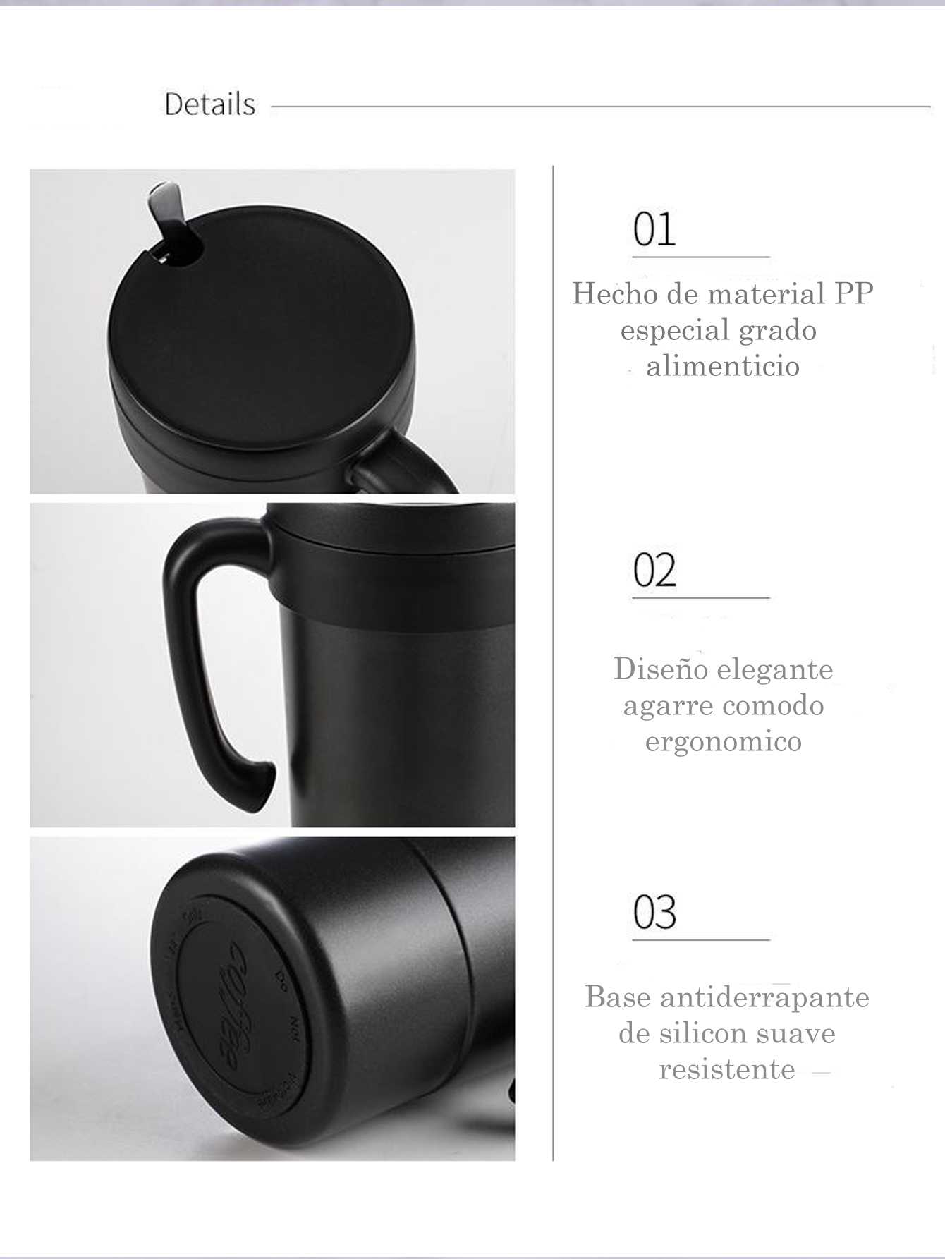 Taza termo Acero Inoxidable oficina hogar 550ml CY53 Negro.