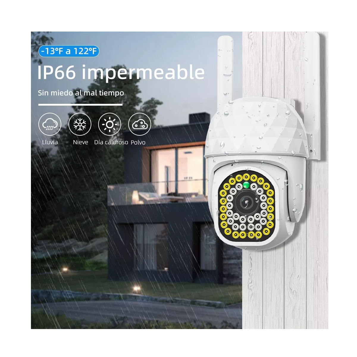 2pcs Cámara De Seguridad Hd Wifi De Visión Nocturna Alarma Blanco