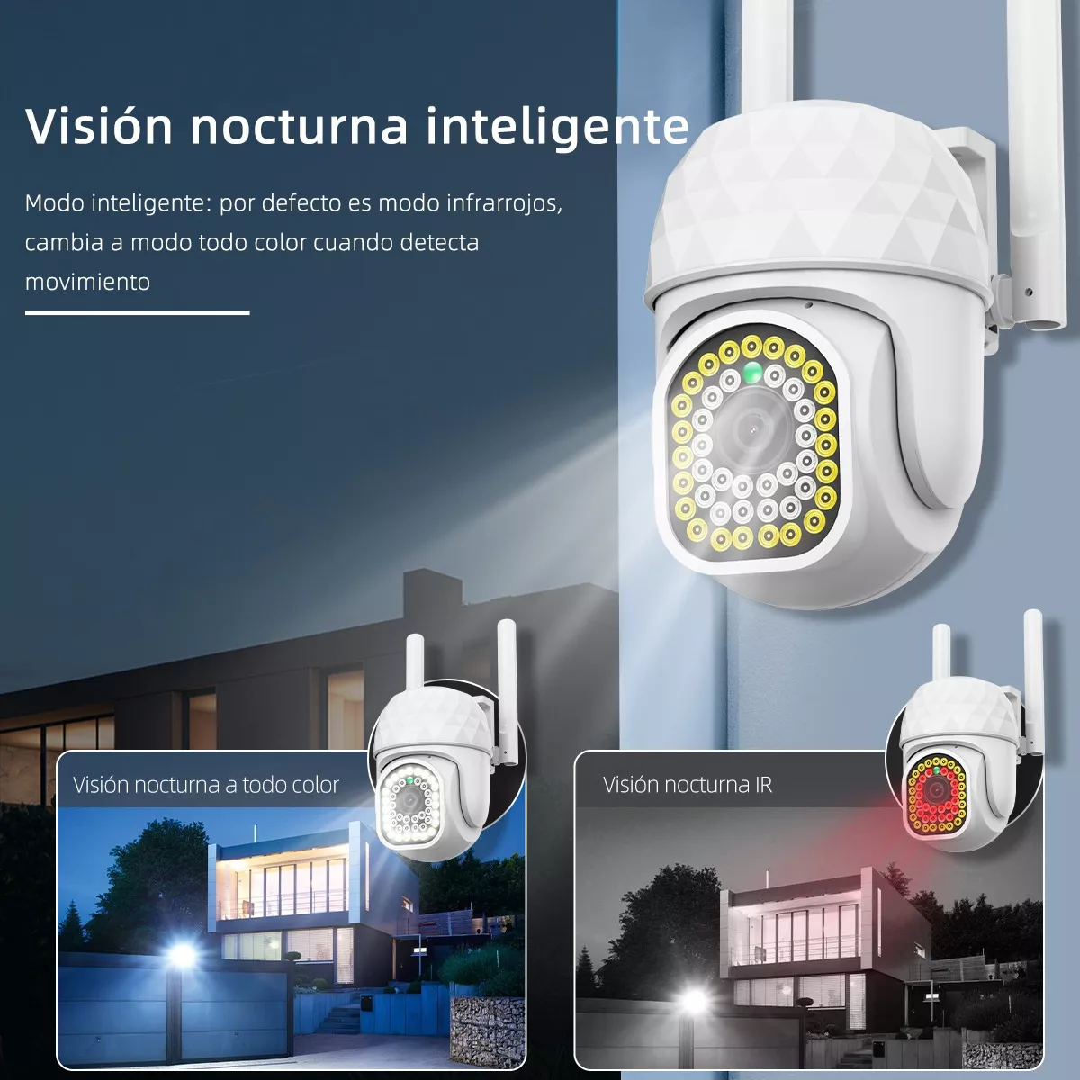2pcs Cámara De Seguridad Hd Wifi De Visión Nocturna Alarma Blanco