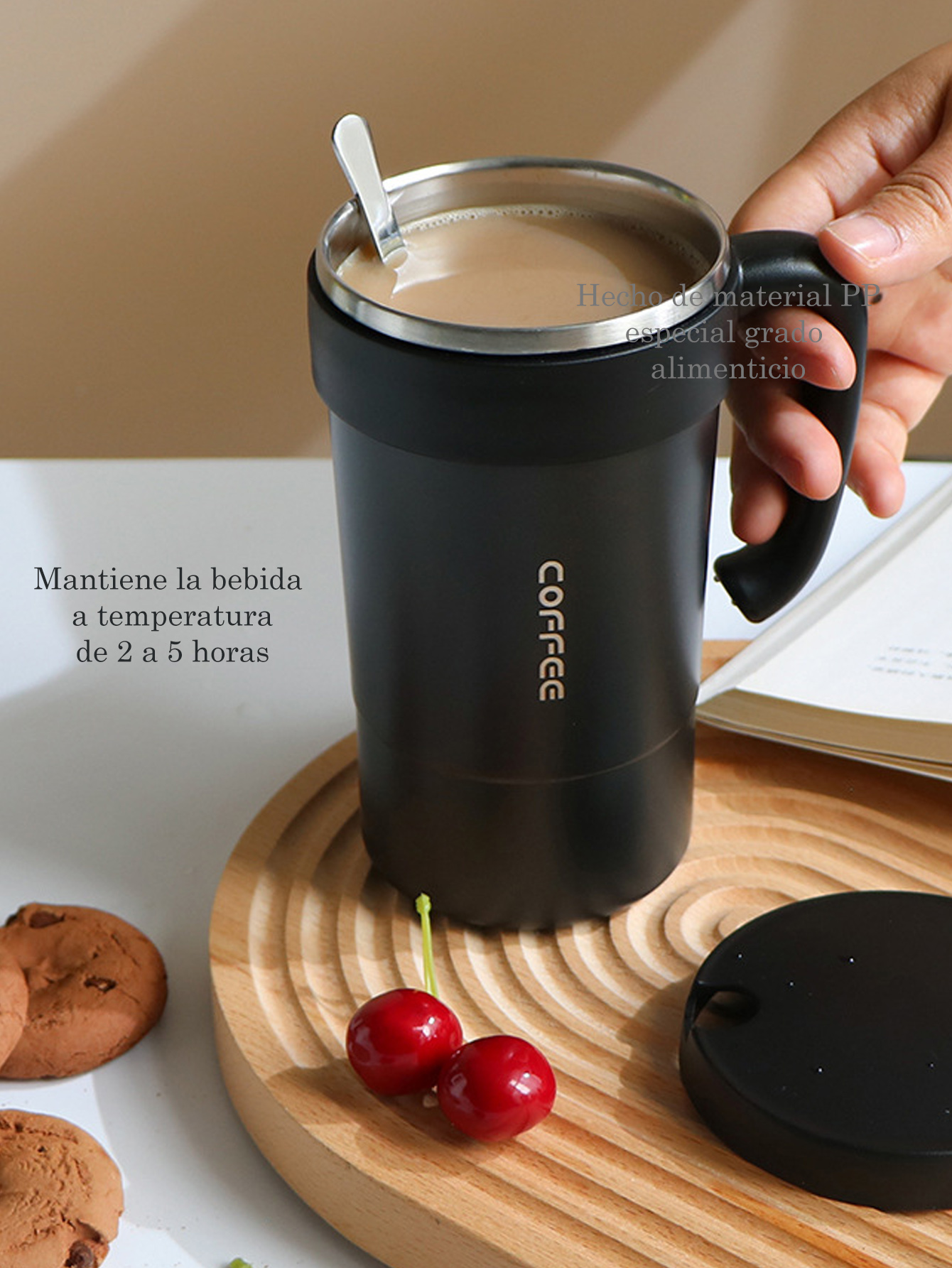 Taza termo Acero Inoxidable oficina hogar 550ml CY53 Negro.