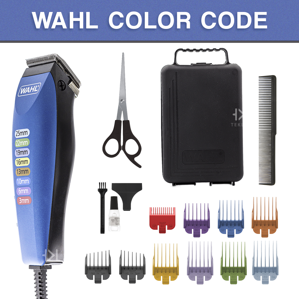 Cortapelo Wahl Color Code 17 Piezas Con Palanca De Ajuste Azul