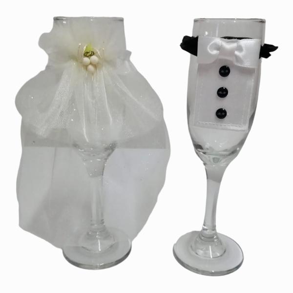 Cubierta Para Copas de Vino Para Boda Despedida De Soltera diseño de novia y novio.