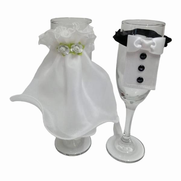 Cubierta Para Copas de Vino Para Boda Despedida De Soltera diseño de novia y novio.