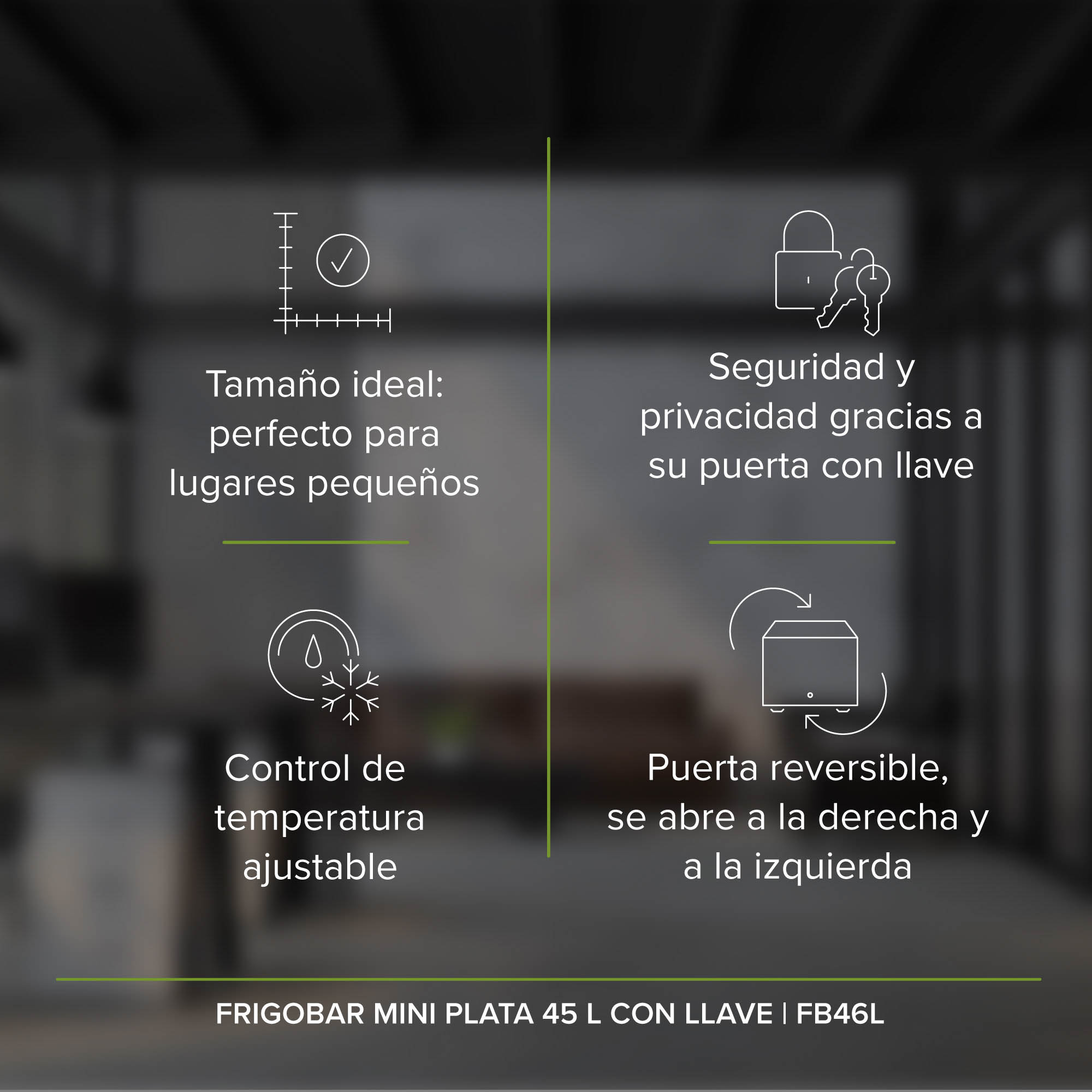Frigobar Mini Color Plata De 1.6 Pies 45 Litros Con Llave  Avera FB46L