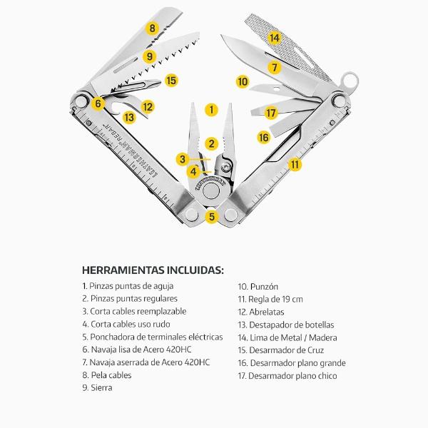 Multiherramienta REBAR Plata Leatherman