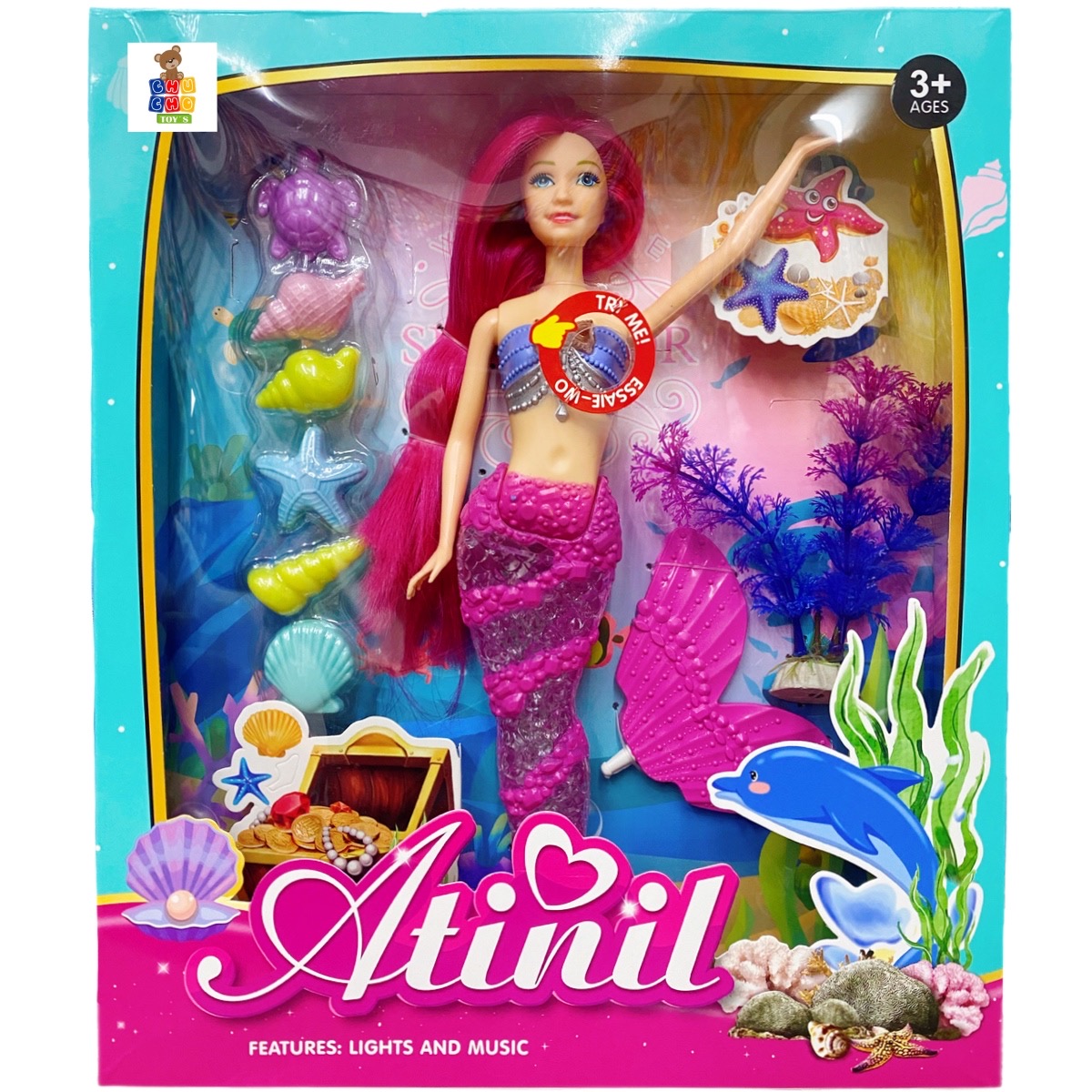 Muñeca Sirena Musical Con Luces Led Y Accesorios Atinil.