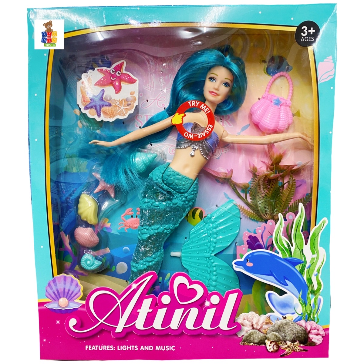Muñeca Sirena Musical Con Luces Led Y Accesorios Atinil.