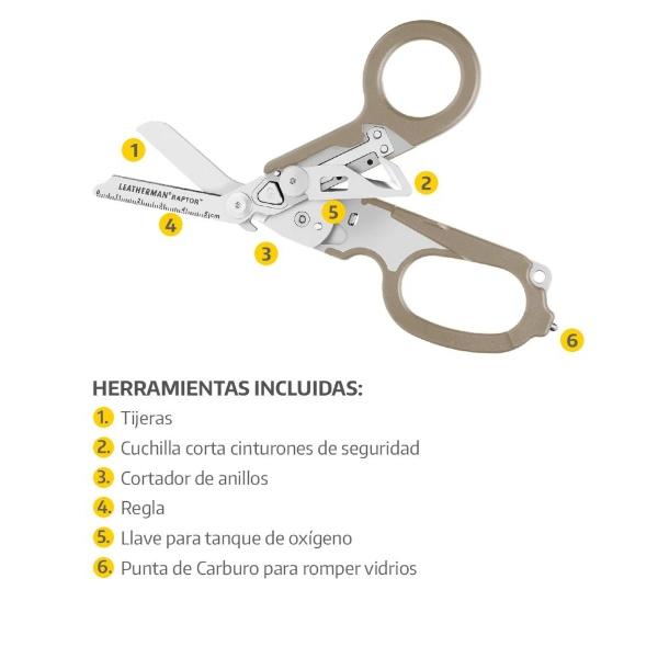Tijera de Rescate RAPTOR RESCUE Tan Leatherman