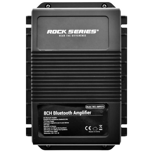 Amplificador 8 Canales Rock Series Rks-Ampbt8 800 Watts Clase D Bluetooth Android iOS 