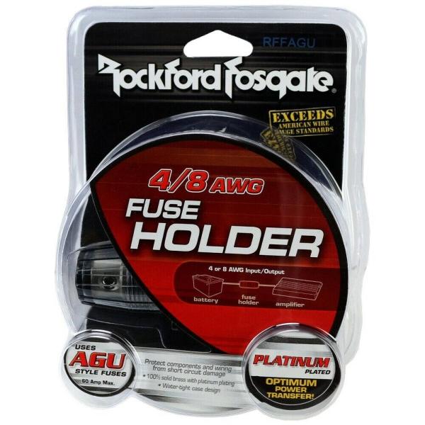 Portafusible AGU Impermeable para amplificador Rockford Fosgate RFFAGU Calibres 4 u 8 AWG Entrada/Sa 