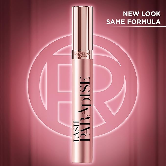 A L'Oréal Paris Mascara de Pestañas Lash Paradise Negro, A Prueba de Agua para volumen y alargamiento, 8.5ml.