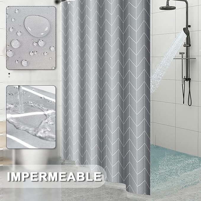 A VIDA4U Cortina de Ducha con Ganchos de 180x180cm, Cortina de Plástico Impermeable para Baño de Secado Rápido, Opaca y Antimoho Fácil de Instalar para Hogar, Dormitorio, Hotel, Moteles y Camping 	.