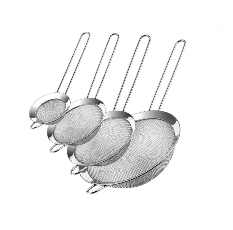 Juego Coladores Cernidores Escurridor Acero Inoxidable 4pcs.