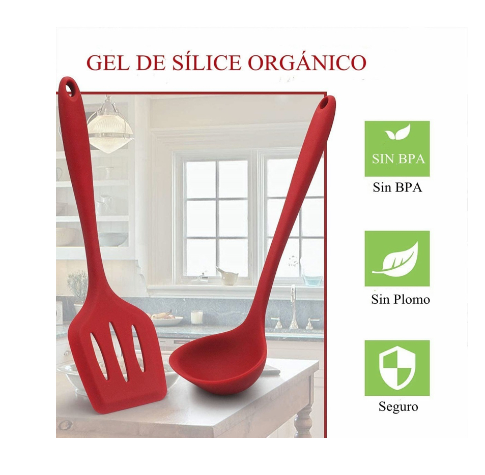 Utensilios De Cocina De Silicona Juego De 12 Grado De Comida rojo.