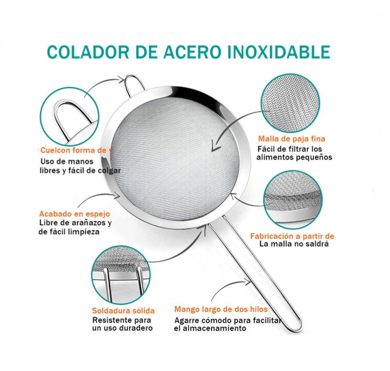 Juego Coladores Cernidores Escurridor Acero Inoxidable 4pcs.