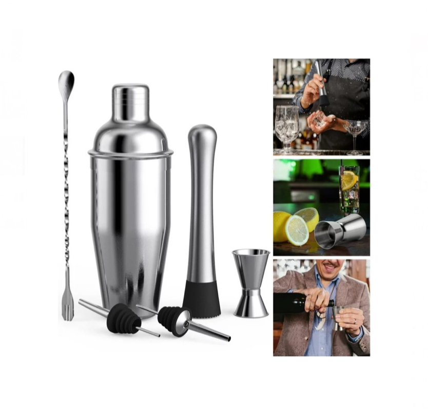 Kit De Cocteleria Shaker Cocktail Bar Set 500ml 6 Piezas.