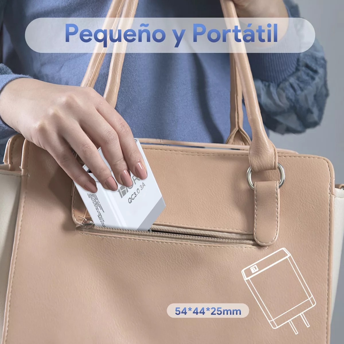 Cargador Universal Usb 3 Am Con Cable Tipo C 3.0 1hora Blanco