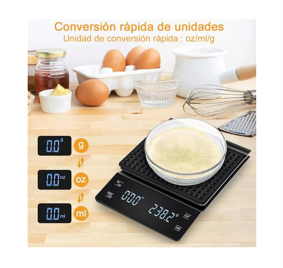 Báscula Para Casa Gramera Precisa Y Cronómetro Para Cocinar.