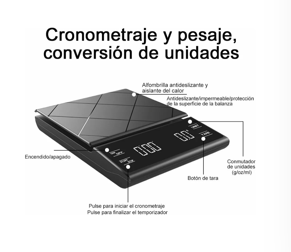 Báscula Para Casa Gramera Precisa Y Cronómetro Para Cocinar.
