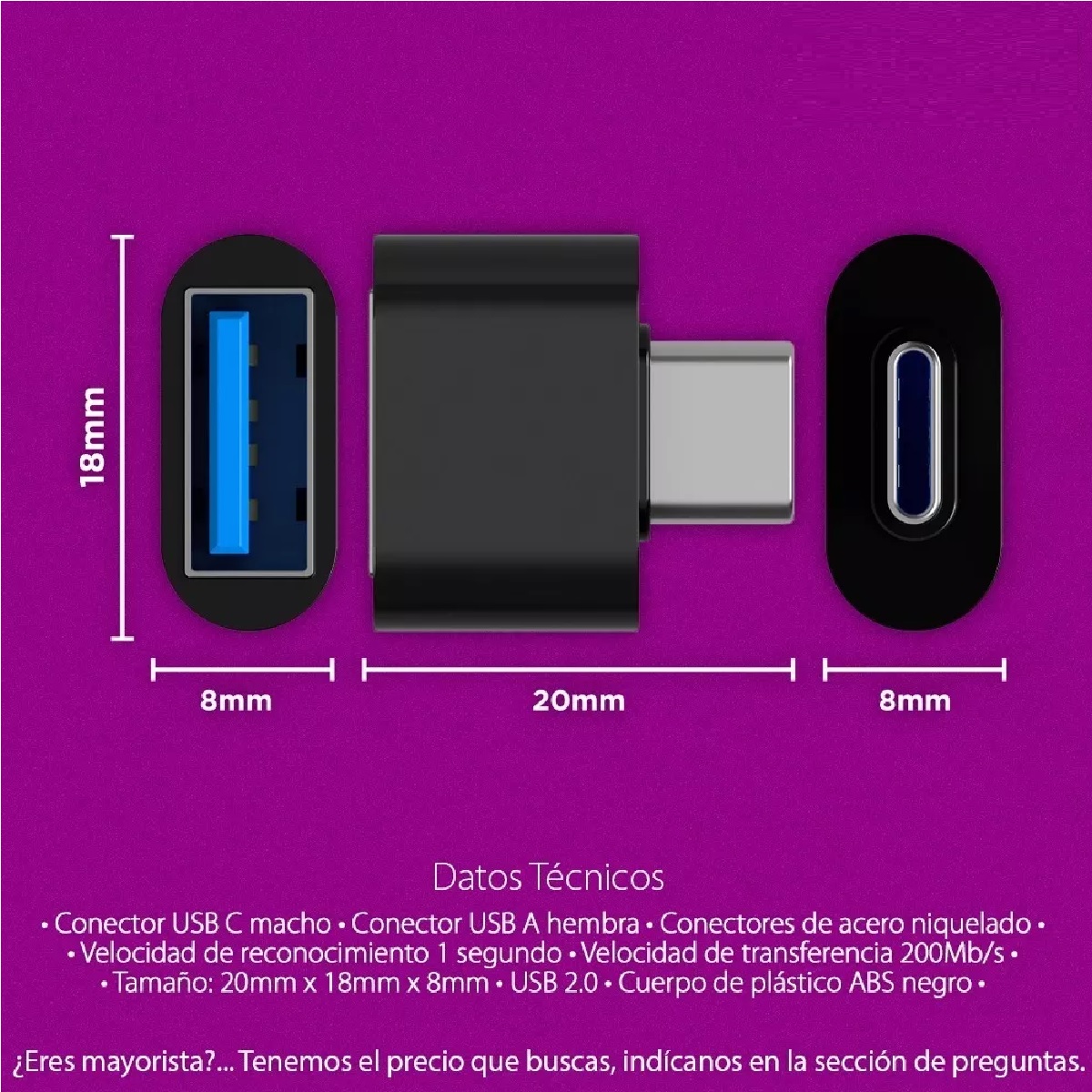 Adaptador Usb A Tipo C Otg 3.0 Conector Celular Tablet Type