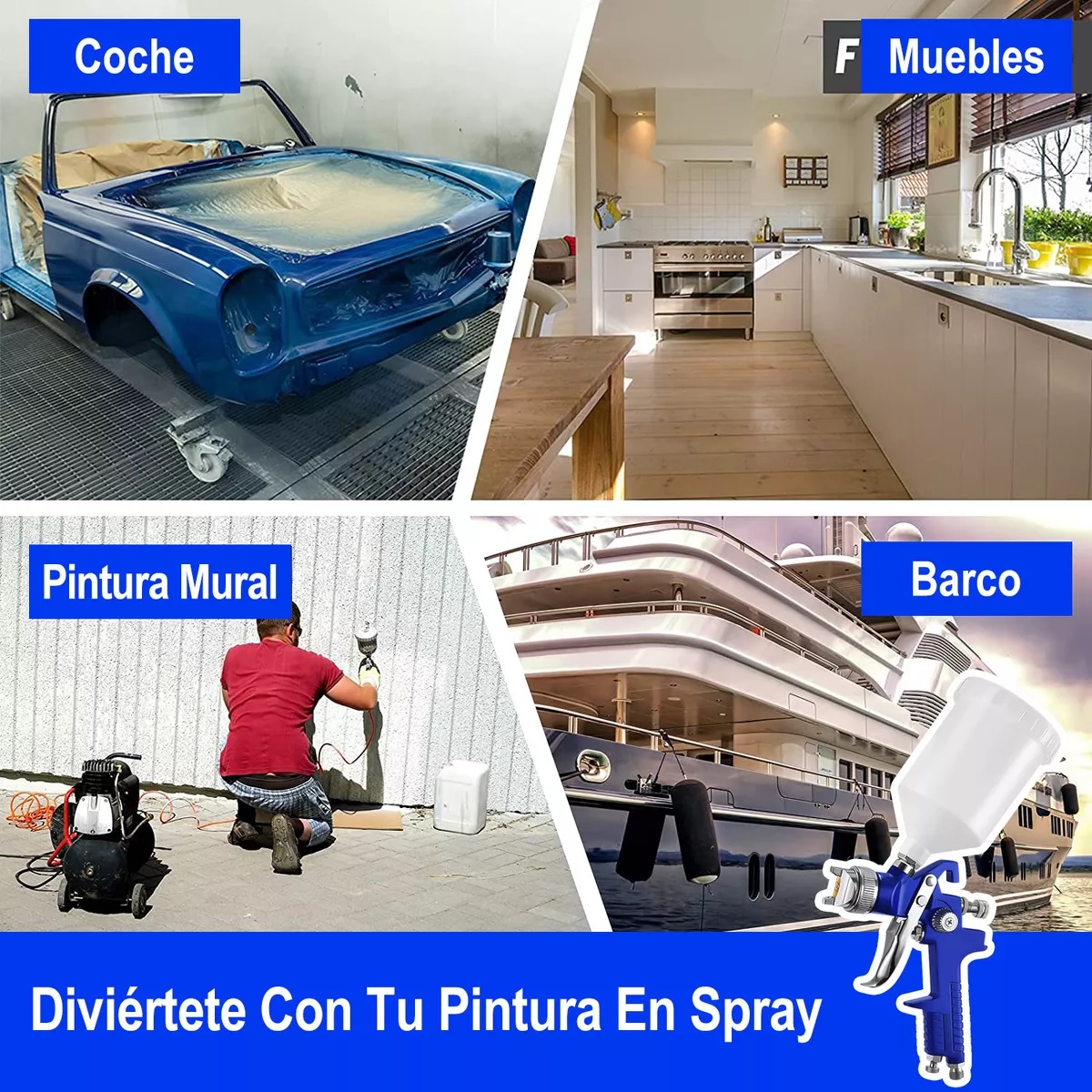 Pistola De Pintura 600cc Con 3 Boquillas Pistola 1.4/1.7/2.0