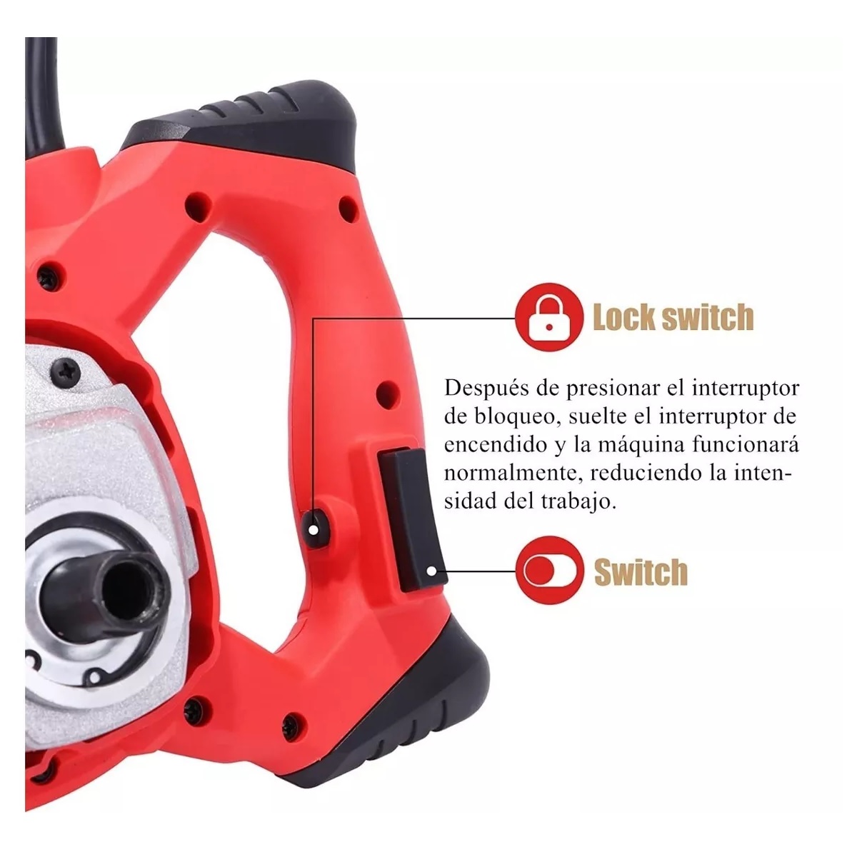 Mezcladora Eléctrica De Cemento/pintura Velocidad Ajustable rojo