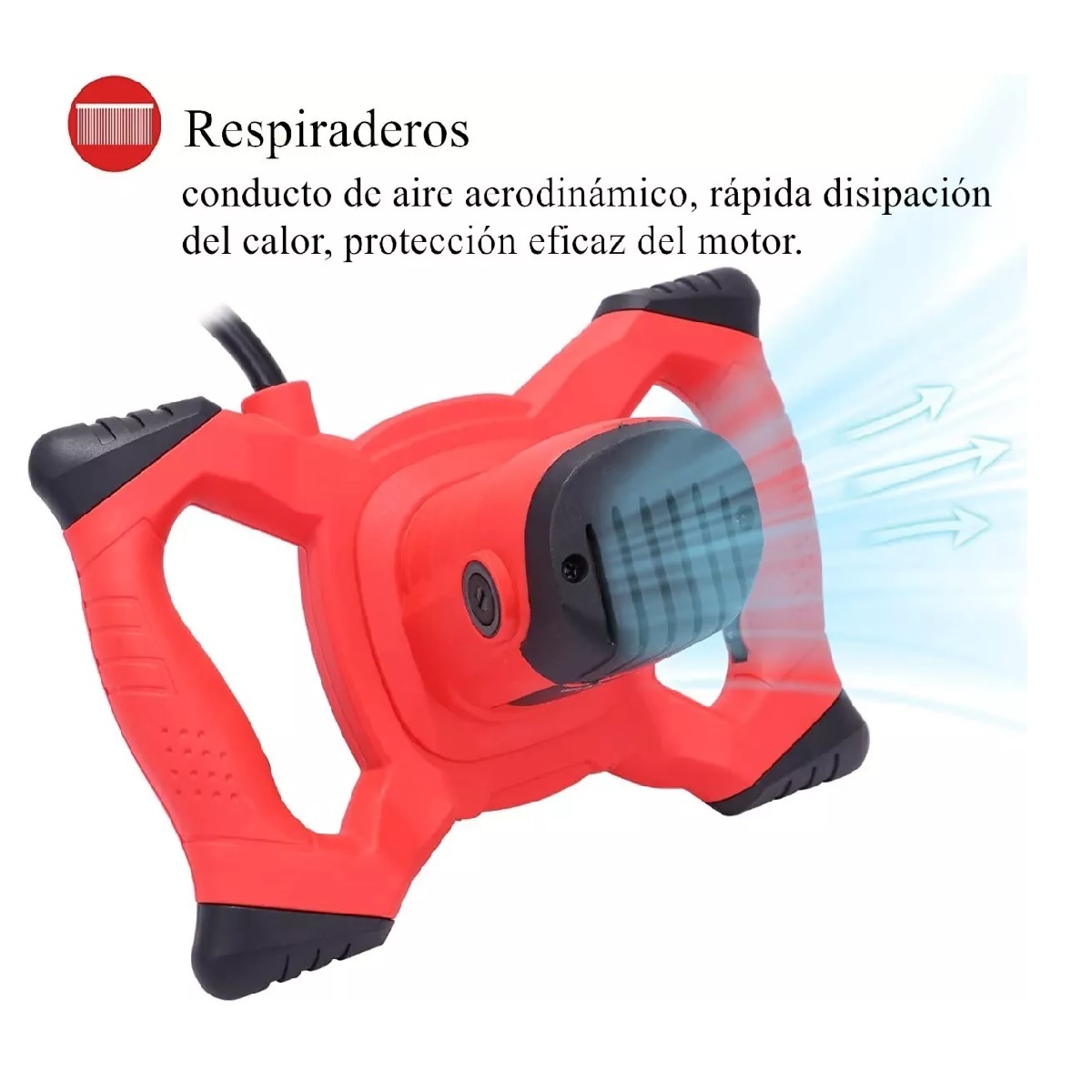 Mezcladora Eléctrica De Cemento/pintura Velocidad Ajustable rojo