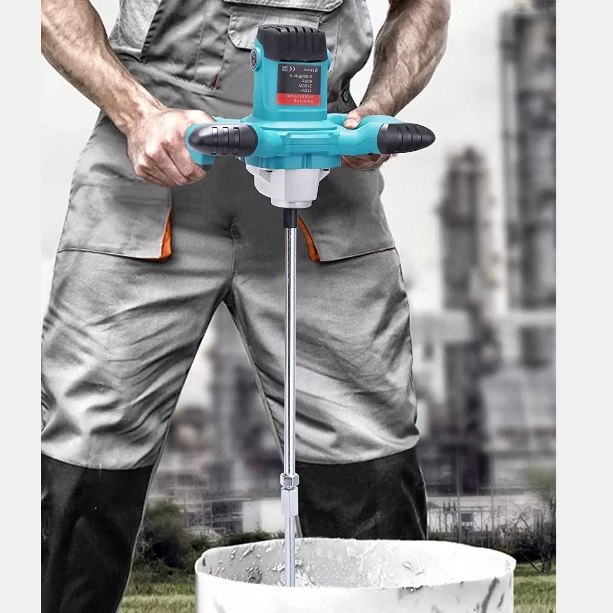 Mezcladora Eléctrica De Cemento Pintura 6 Velocidades 2100w azul