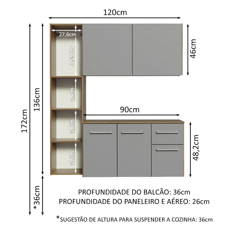 Cocina Integral Modular Madesa Easy 120cm MG.