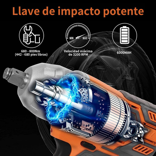 800n.m Llave De Impacto 1/2 Inalámbrica Usop C/2 Baterías