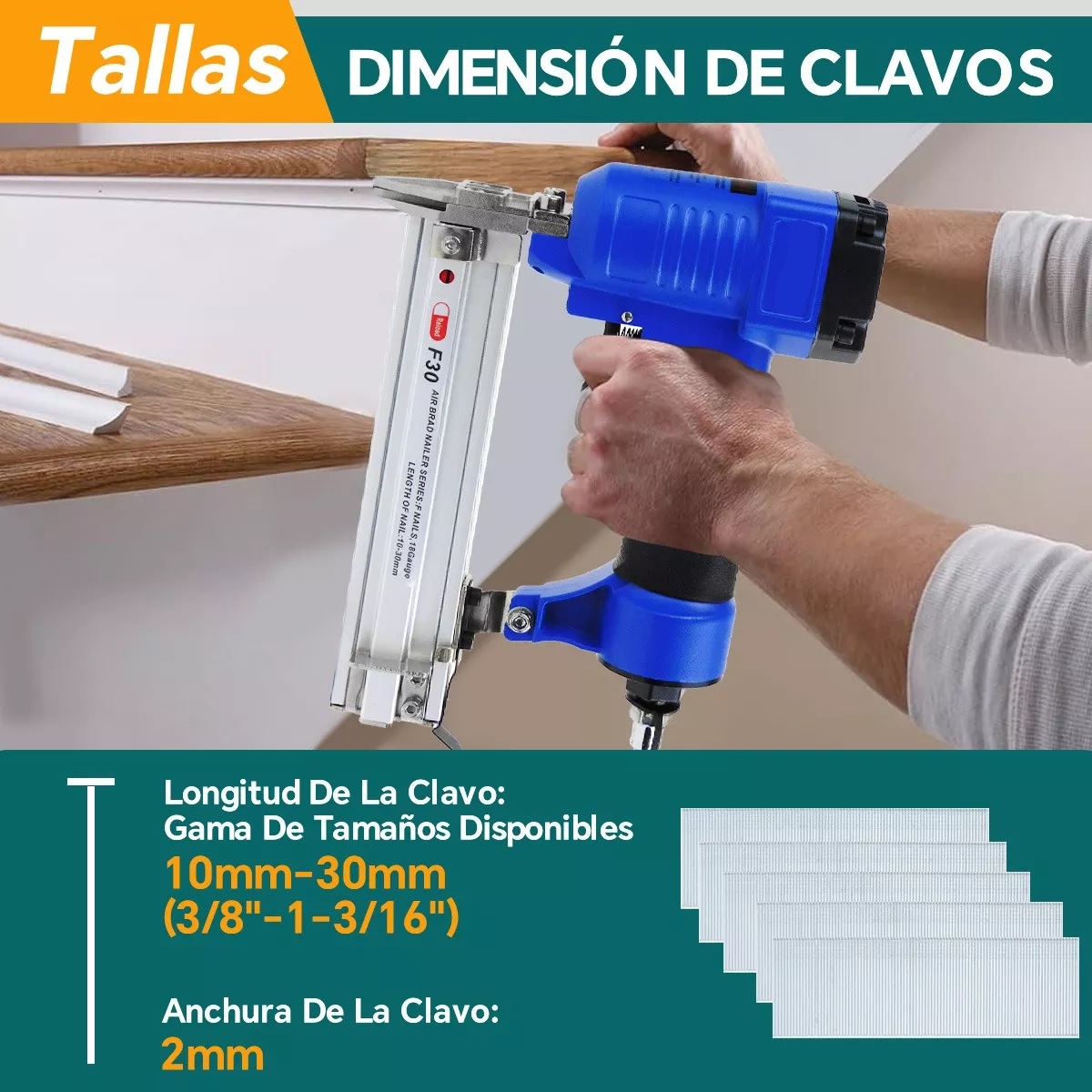 Clavadora Neumática Industrial Con 500 Clavos Calibre 18