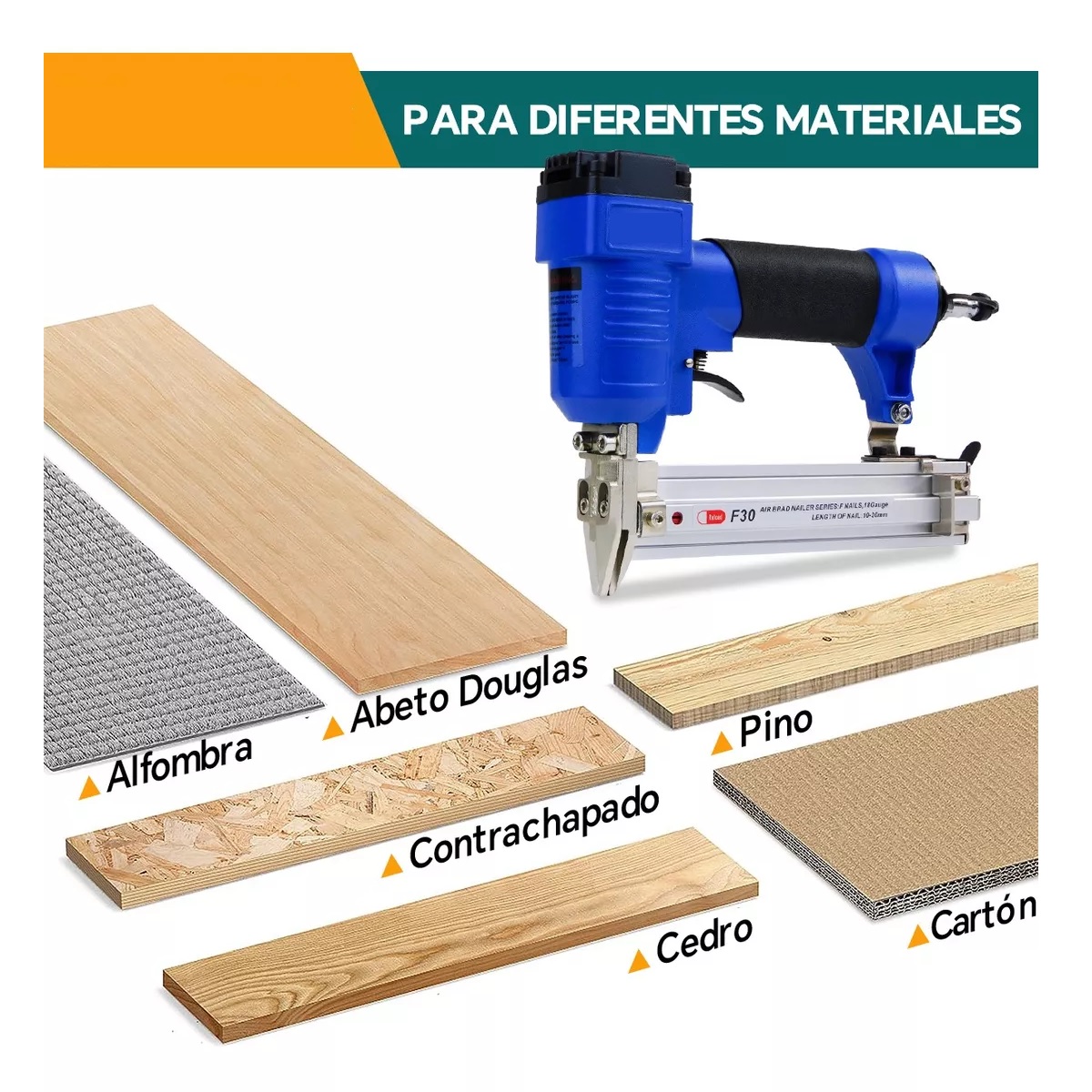 Clavadora Neumática Industrial Con 500 Clavos Calibre 18